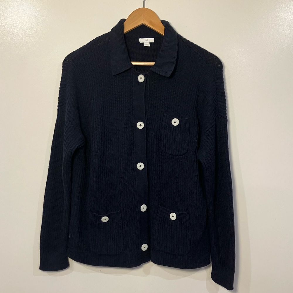 J. Jill Navy Button-Up Cardigan